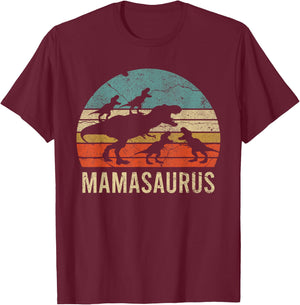 Mommy Mom Mama Dinosaur Funny 4 Four kid Mamasaurus Diy Gift T-Shirt - T-Shirt | Maroon