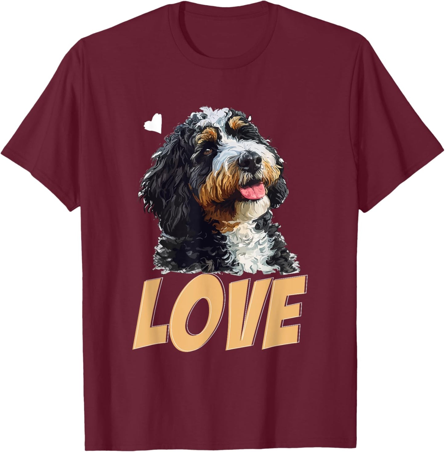 Bernedoodle Dog Breed Pet LOVE Men Women Girls Kids T-Shirt - T-Shirt | Maroon