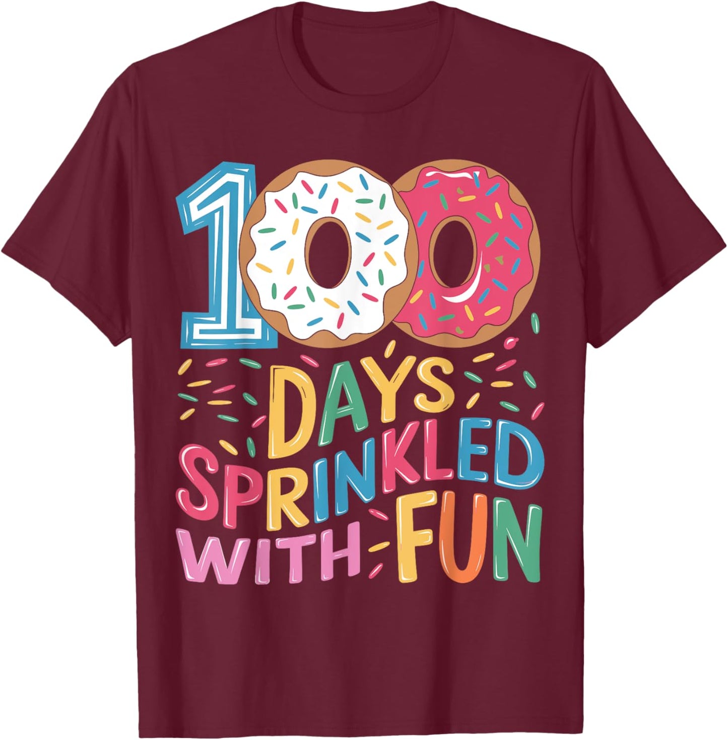 100 Days of School Girls Kindergarten 100th Day of School T-Shirt - T-Shirt | Maroon