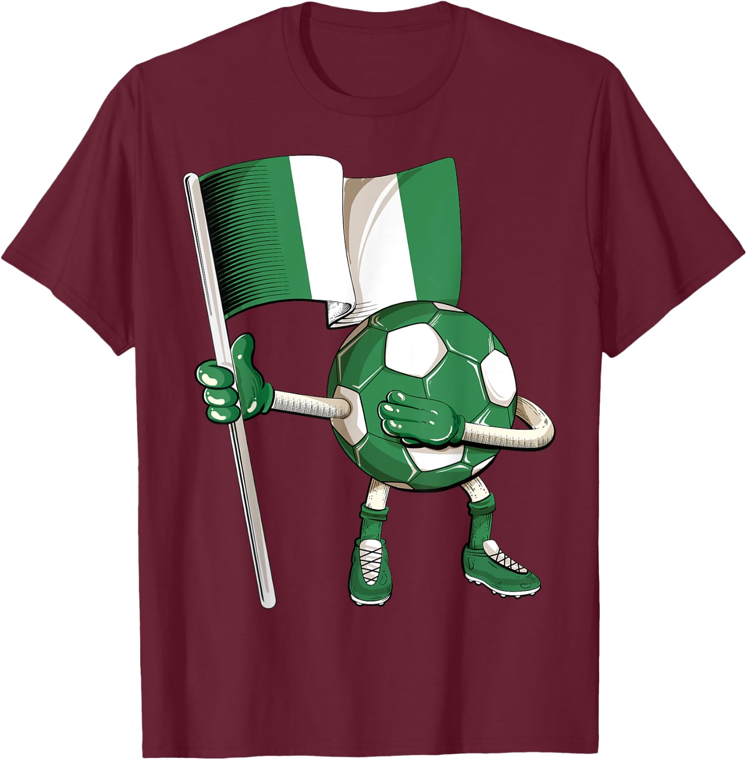 Nigeria Soccer Jersey Nigeria Flag Football Dab Funny T-Shirt - T-Shirt | Maroon