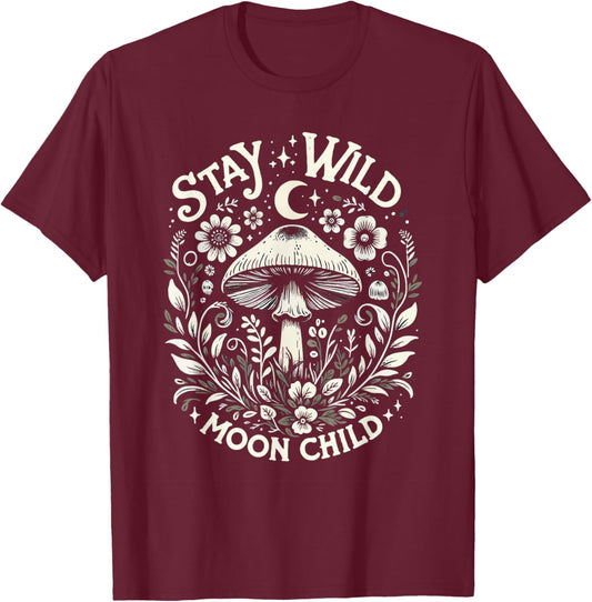 Mystical Mushroom Nature Lover Graphic T-Shirt - T-Shirt | Maroon