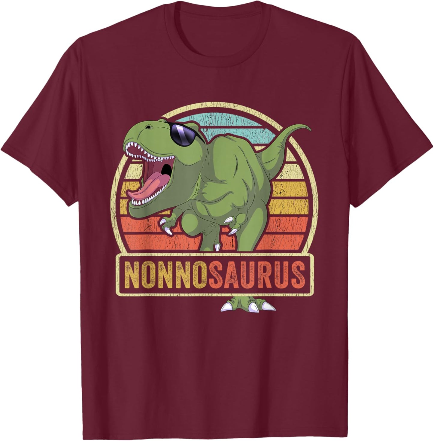 Nonnosaurus Dinosaur Nonno Saurus Family Matching T-Shirt - T-Shirt | Maroon