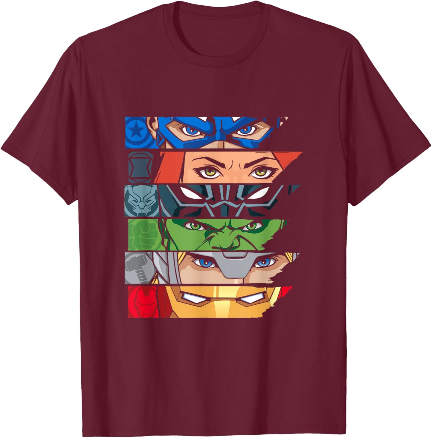 Marvel Avengers Super Hero Eyes Black T-Shirt - T-Shirt | Maroon