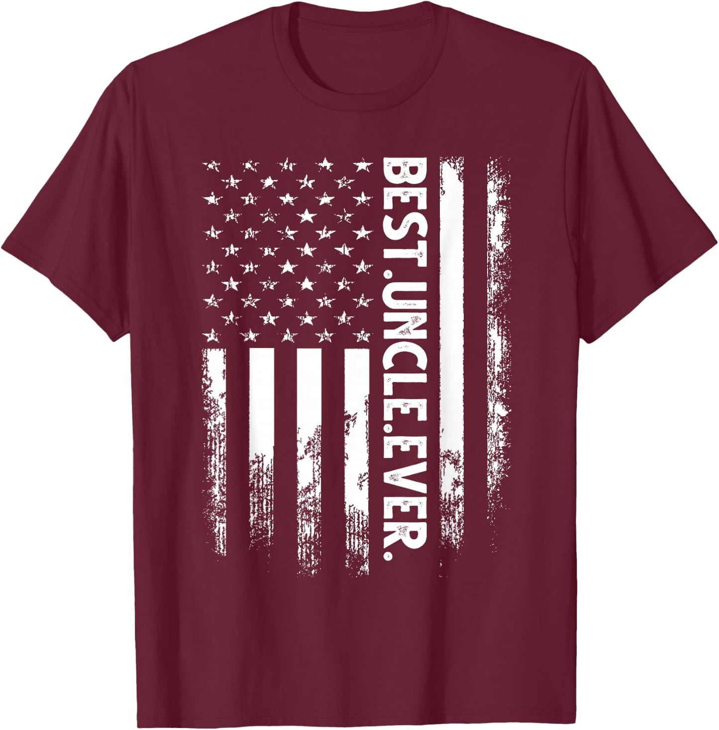 Best Uncle Ever American Flag Christmas T-Shirt - T-Shirt | Maroon