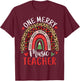 One Merry Music Teacher Funny Rainbow Christmas Musician T-Shirt - T-Shirt | Maroon