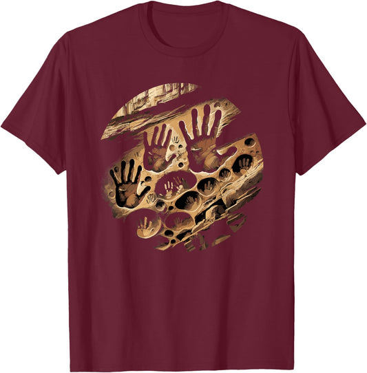 Kokopelli Petroglyphs Rock Painting Cave Art Design T-Shirt - T-Shirt | Maroon