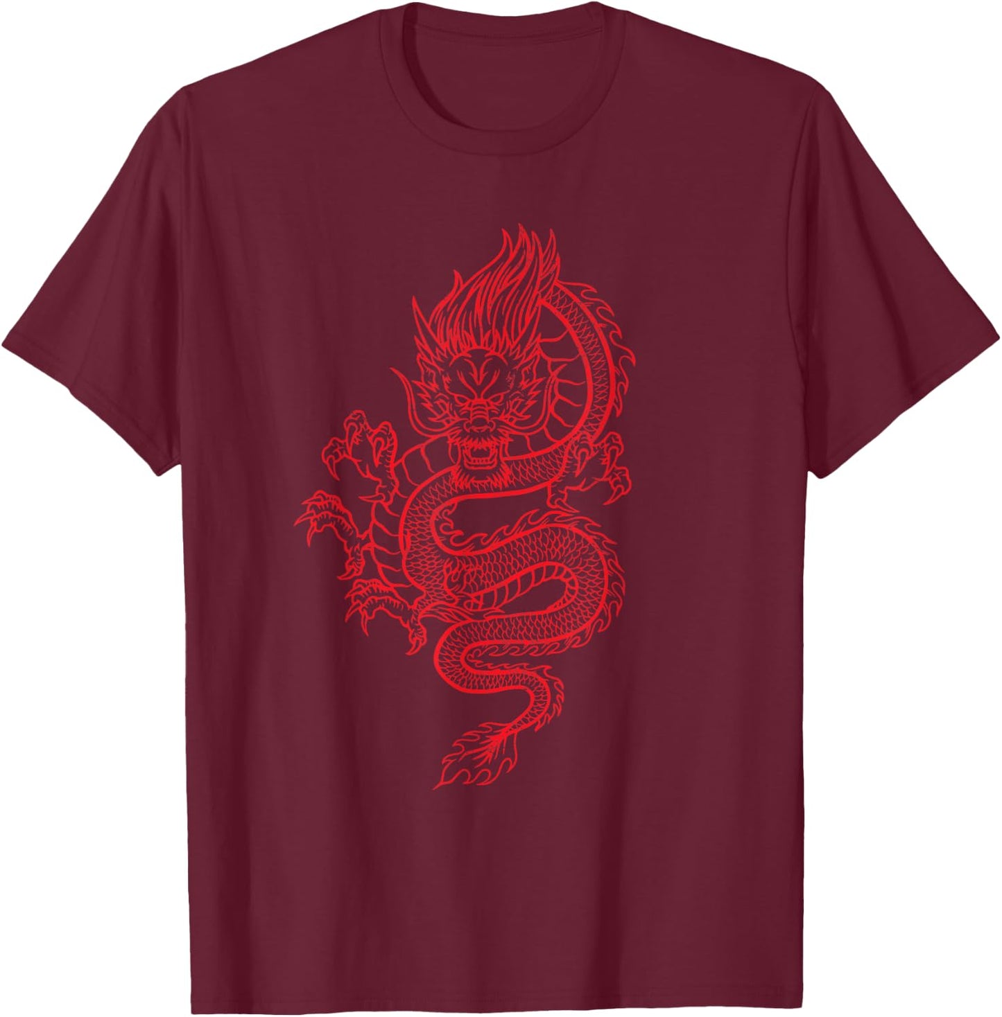 Red Colored Dragon T-Shirt - T-Shirt | Maroon