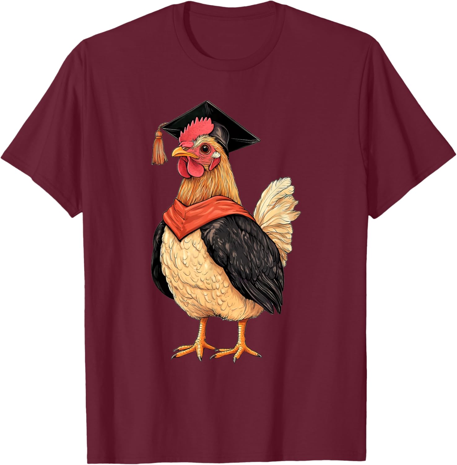 Kawaii Chicken Graduation T-Shirt - T-Shirt | Maroon