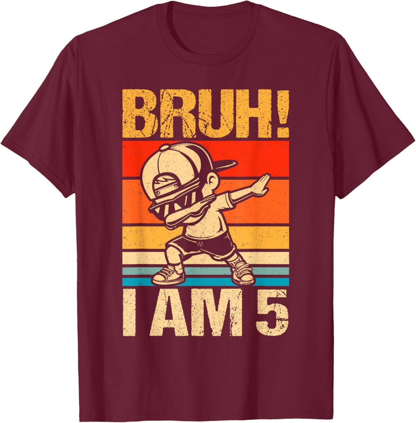 5 Year Old Birthday Dabbing Boy Bruh It's My 5th Birthday T-Shirt - T-Shirt | Maroon