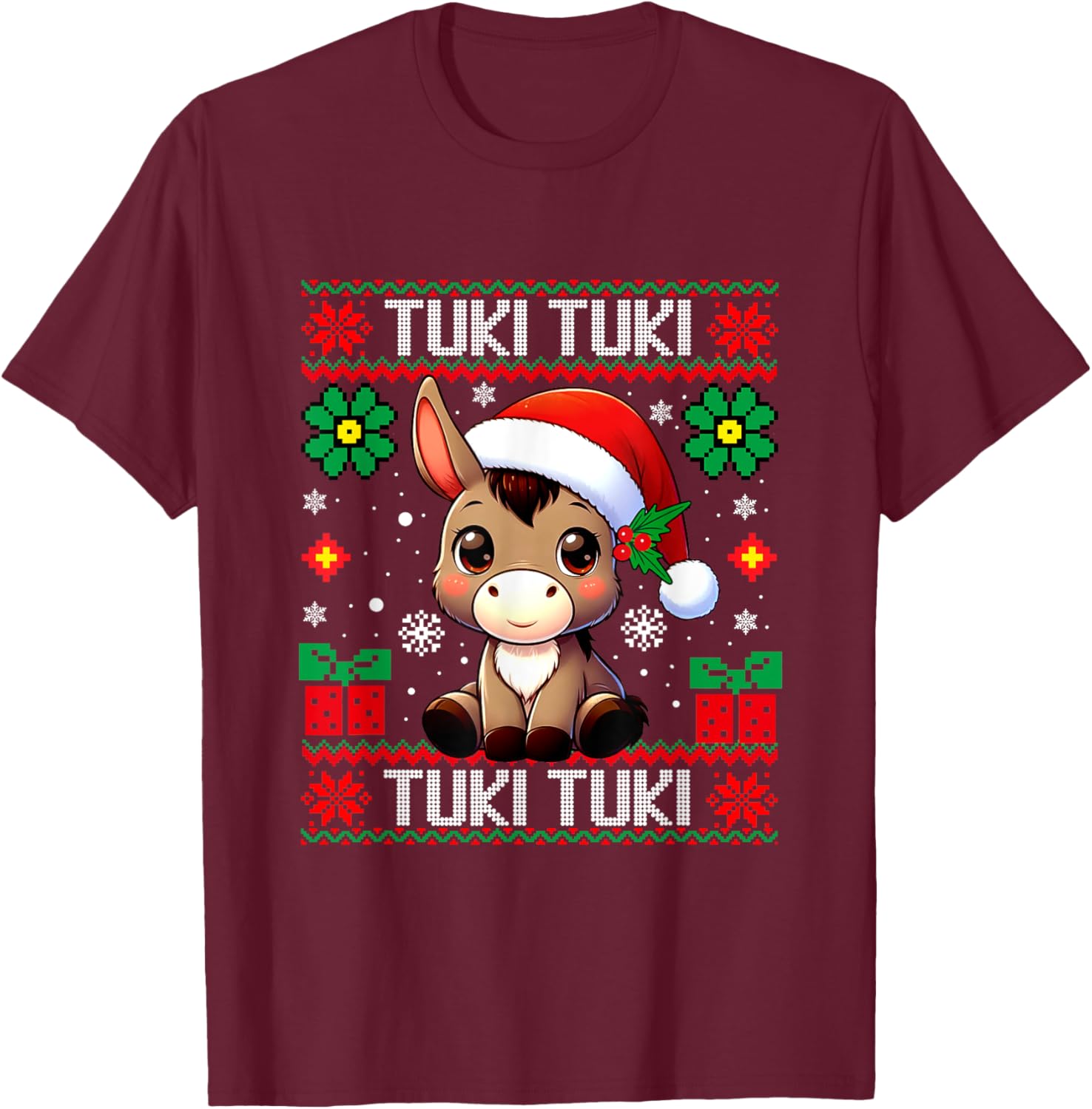 Mi Burrito Sabanero Mexican, Donkey Latino Ugly Christmas T-Shirt - T-Shirt | Maroon
