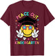 Peace Out Kindergarten Graduation Class Of 2024 Kid Boy Girl T-Shirt - T-Shirt | Maroon