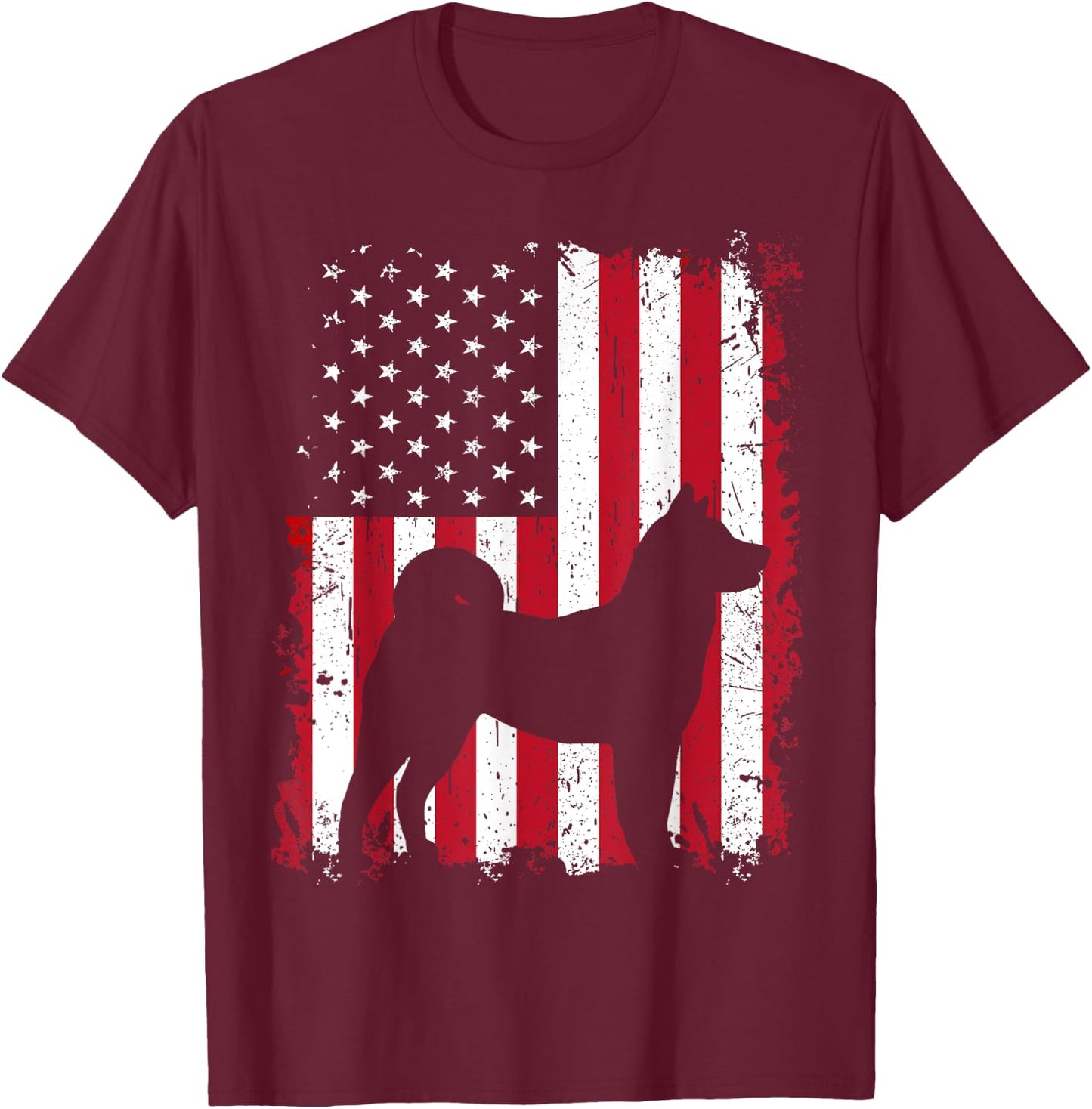 Akita 4th of July Patriotic American USA Flag Gift Women Kids Men T-Shirt - T-Shirt | Maroon