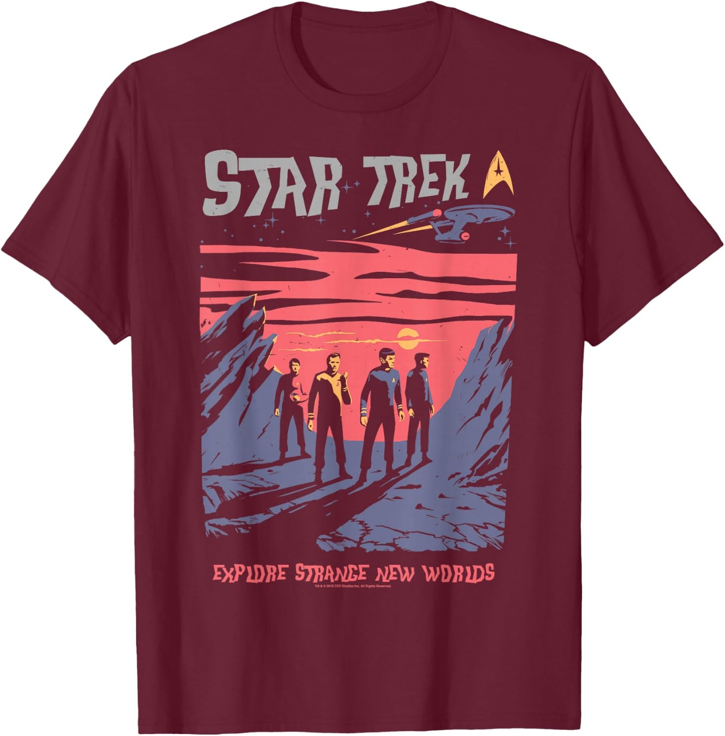Star Trek Explore Strange New Worlds Fan Art T-Shirt - T-Shirt | Maroon
