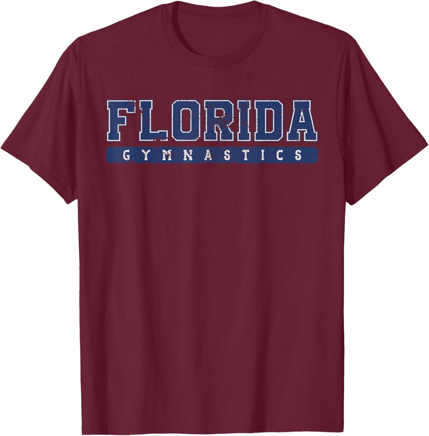 Florida Gymnastics Blue Vintage Text T-Shirt - T-Shirt | Maroon