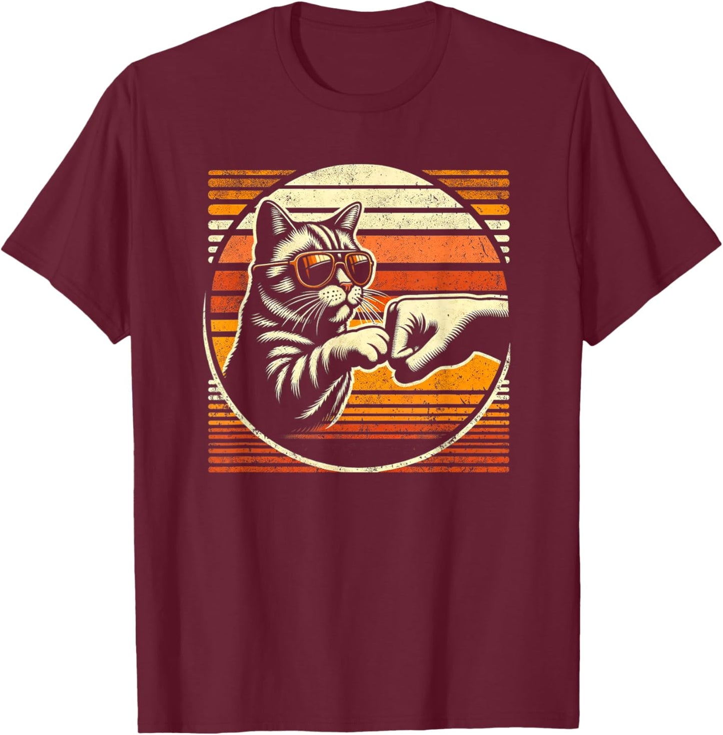 Vintage Cat Fist Bump And Best Cat Dad Ever Women Kids T-Shirt - T-Shirt | Maroon
