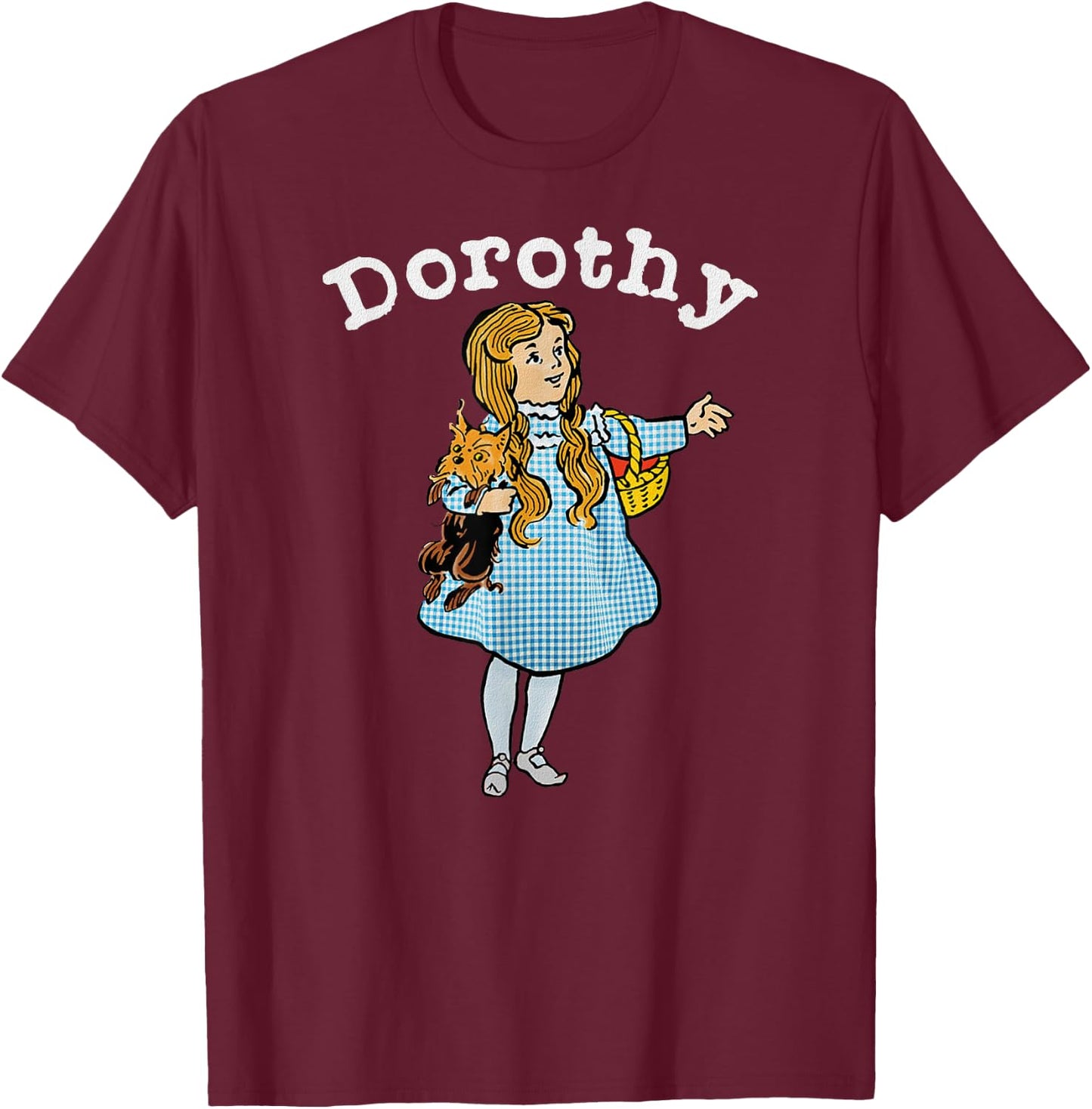 Retro Fairytale Dorothy Toto Shirt Art-Wizard of OZ Dorothy T-Shirt - T-Shirt | Maroon