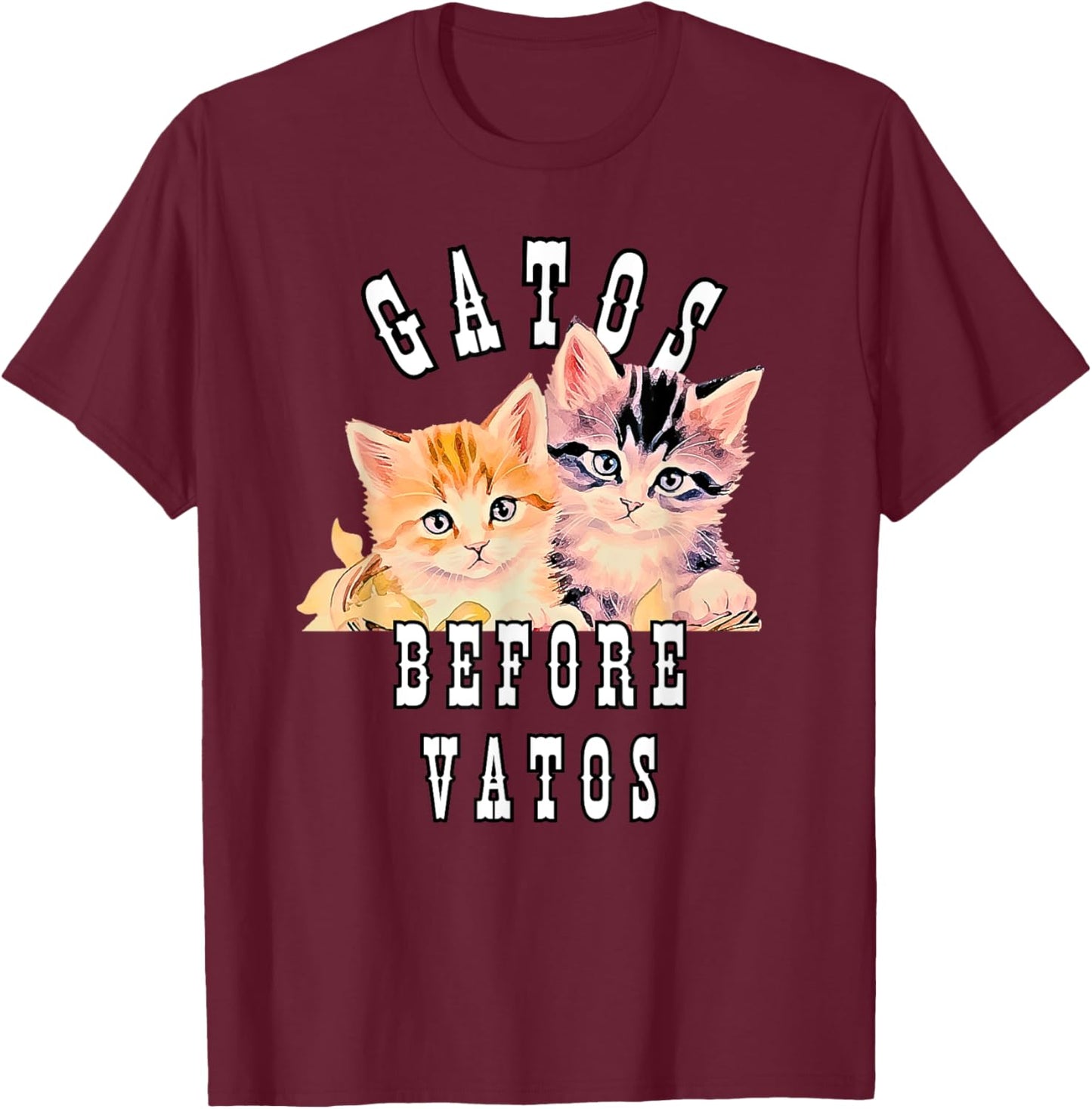 Gatos Before Vatos Galentines Day Valentines Vintage Cat Women T-Shirt - T-Shirt | Maroon