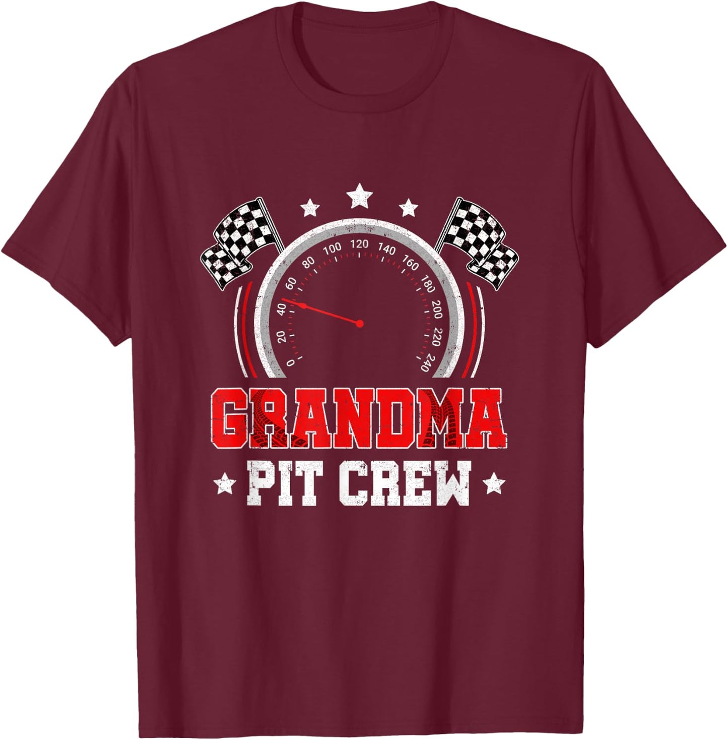 Grandma Pit Crew Race Car Birthday Party Racing Family T-Shirt - T-Shirt | Maroon