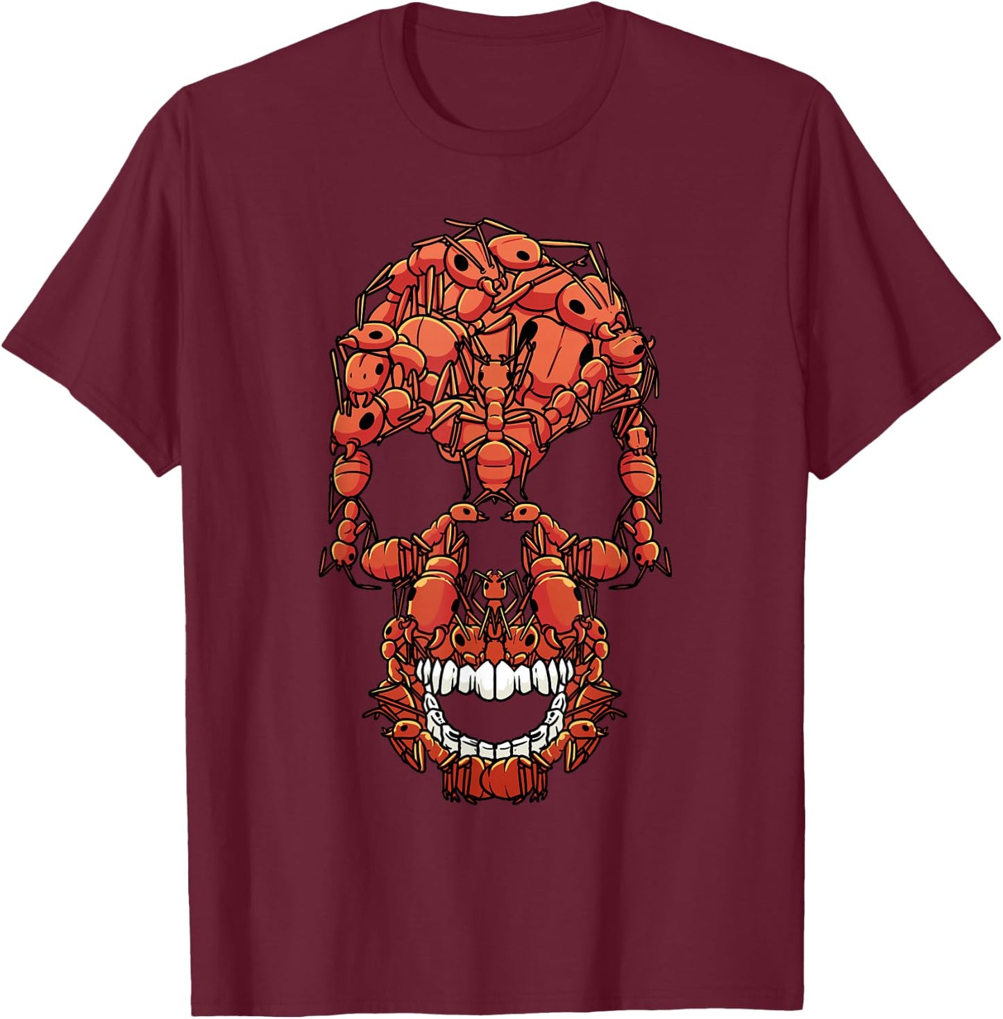 Funny Red Fire Ant | Ant Skull T-Shirt - T-Shirt | Maroon