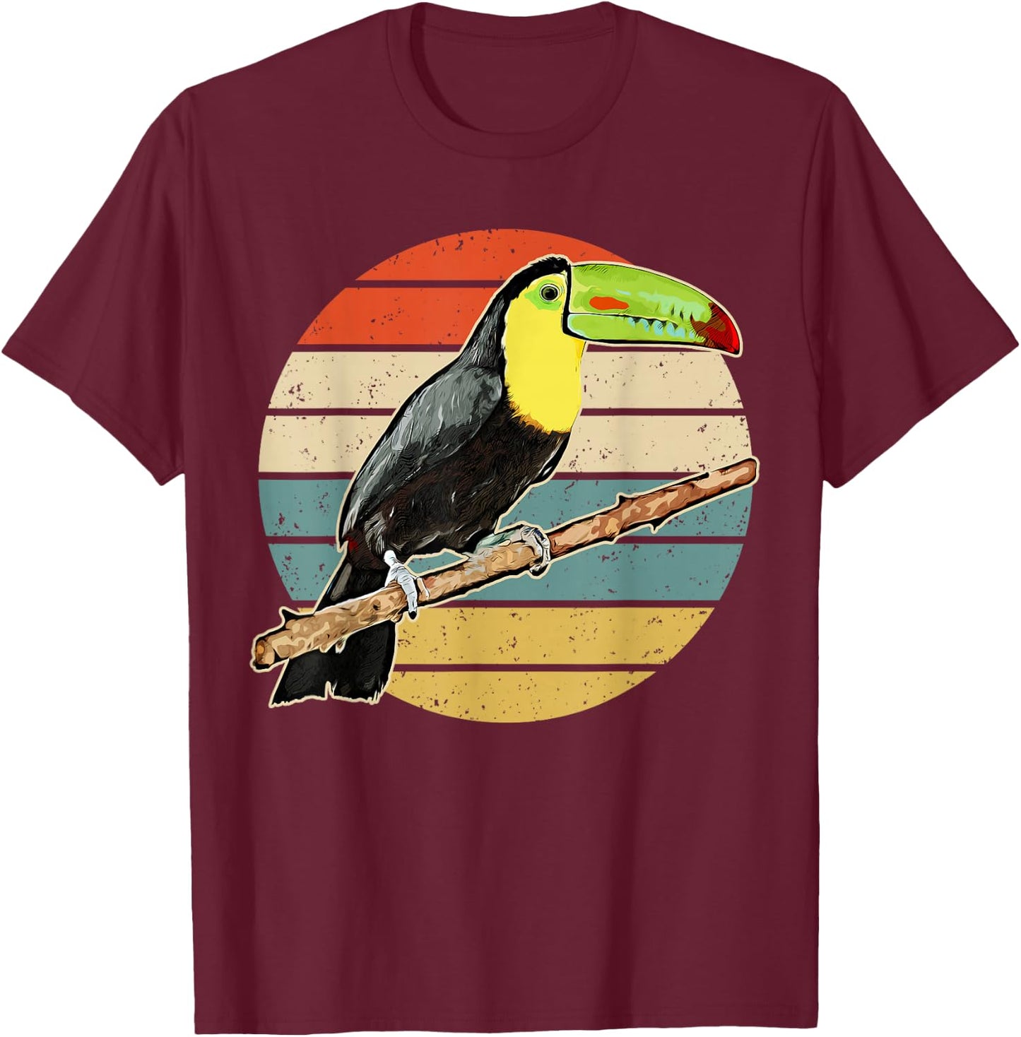 Retro Toucan Vintage Distressed Style Toucan T-Shirt - T-Shirt | Maroon
