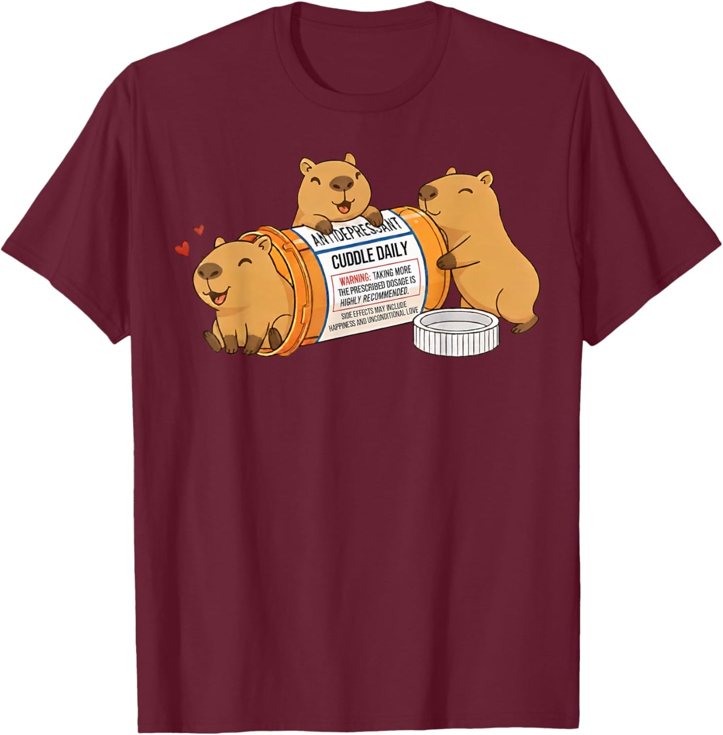 Funny Capybara Anti Depressant Zoo Boys Girls Kids T-Shirt - T-Shirt | Maroon