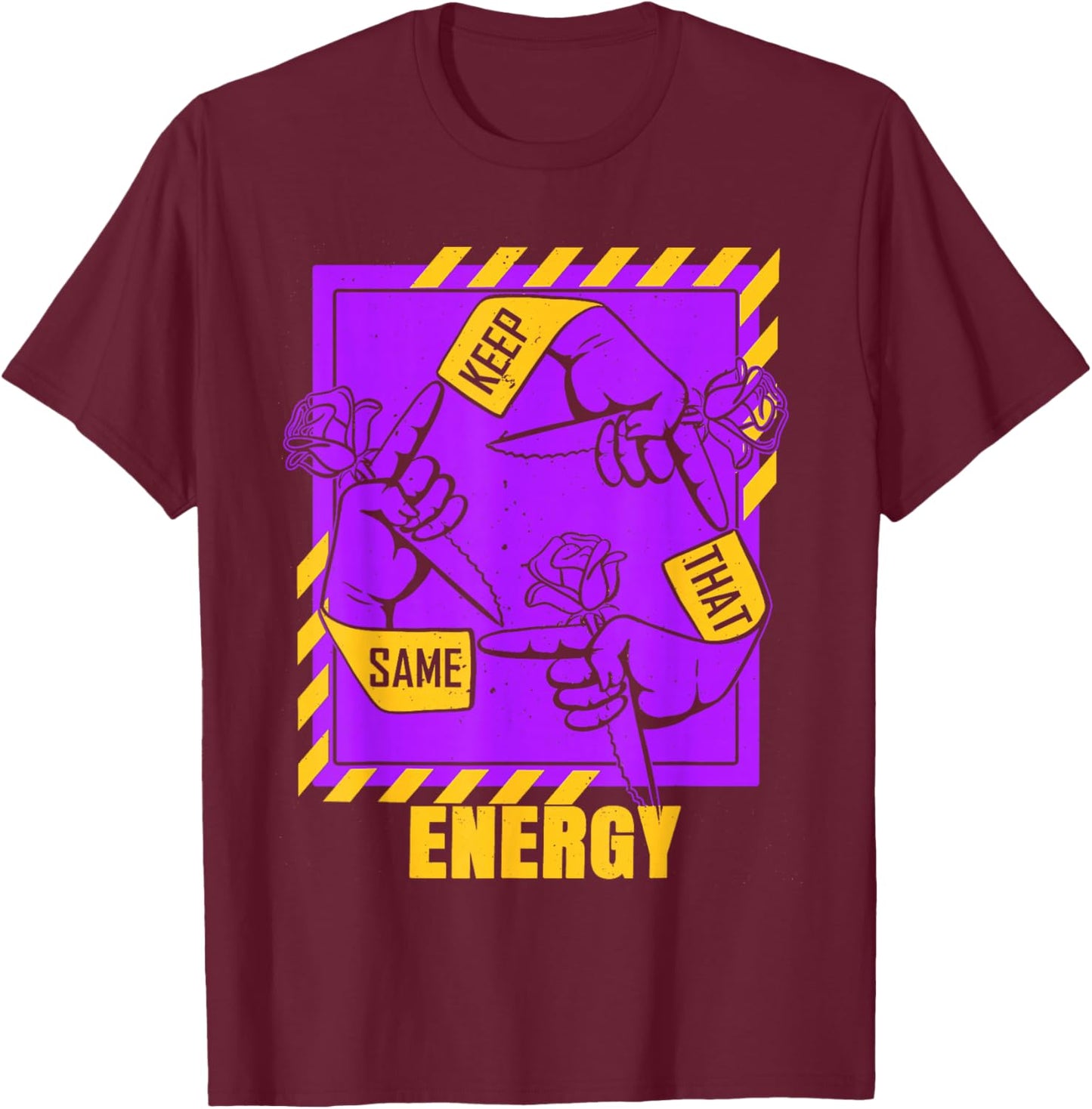 Purple and Golds Keep That Same Energy Graphic T-Shirt - T-Shirt | Maroon