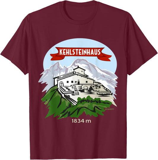 Eagles Nest Throatstone House Kehlstein Berg Bayern T-Shirt - T-Shirt | Maroon