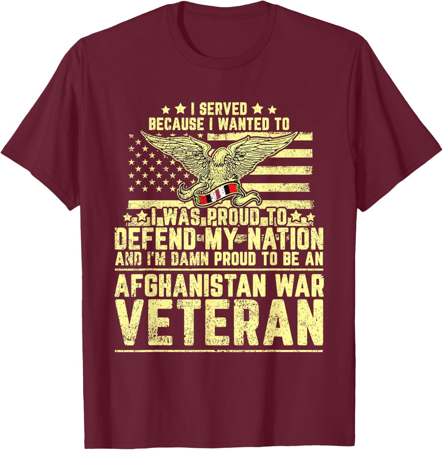 Proud Veteran OEF Afghanistan Operation Enduring Freedom T-Shirt - T-Shirt | Maroon