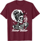 Never Better Skeleton / Funny Woman Drinking Coffee Moon T-Shirt - T-Shirt | Maroon