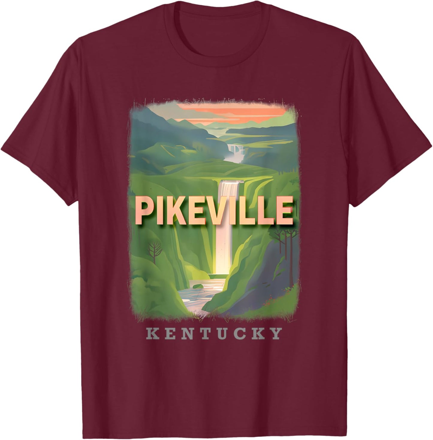 Pikeville Kentucky KY Natural Beauty SD006 T-Shirt - T-Shirt | Maroon
