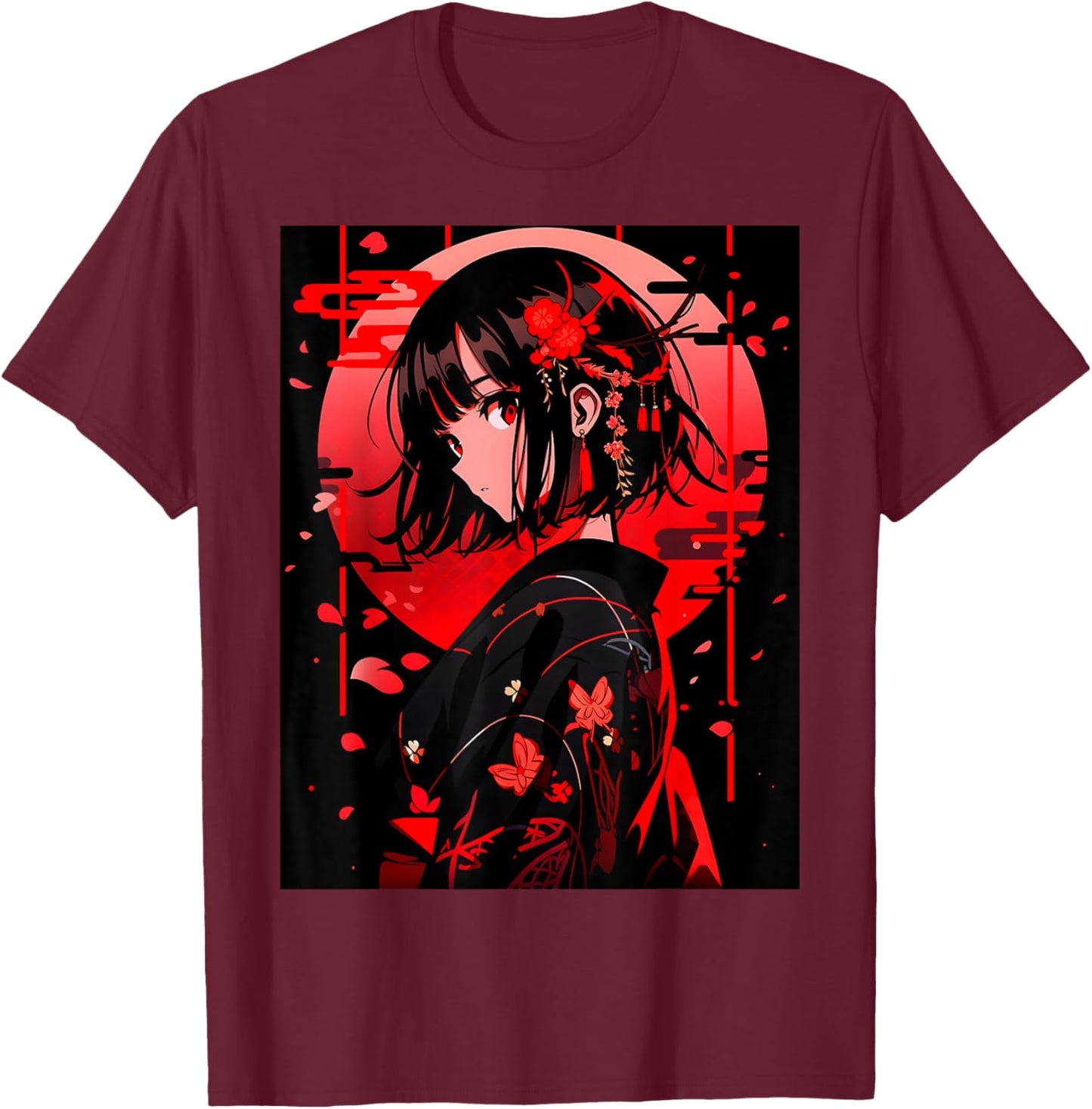 Techwear Harajuku Aesthetic Cyberpunk Anime Manga T-Shirt - T-Shirt | Maroon