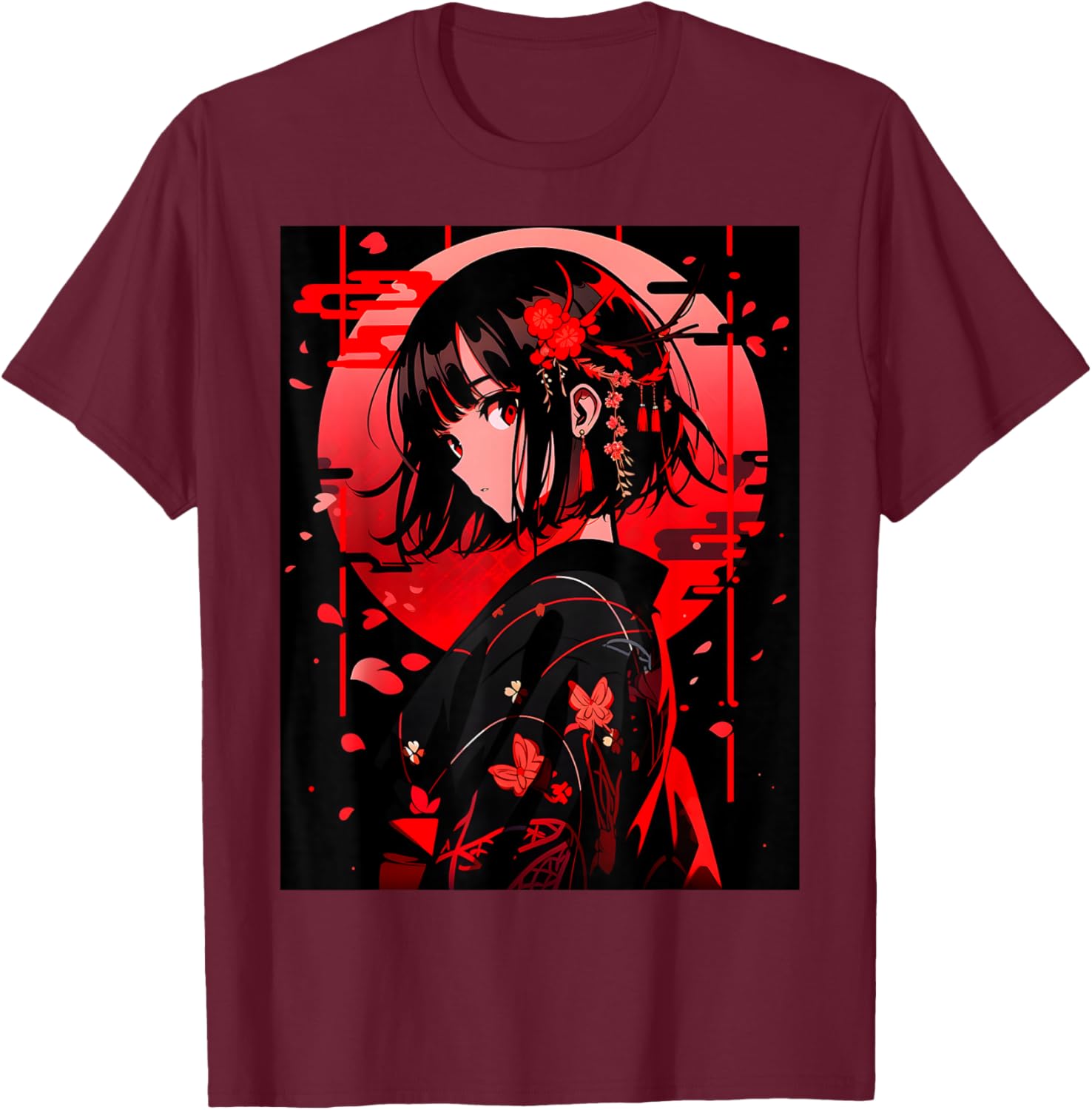 Techwear Harajuku Aesthetic Cyberpunk Anime Manga T-Shirt - T-Shirt | Maroon