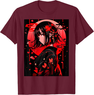 Techwear Harajuku Aesthetic Cyberpunk Anime Manga T-Shirt - T-Shirt | Maroon