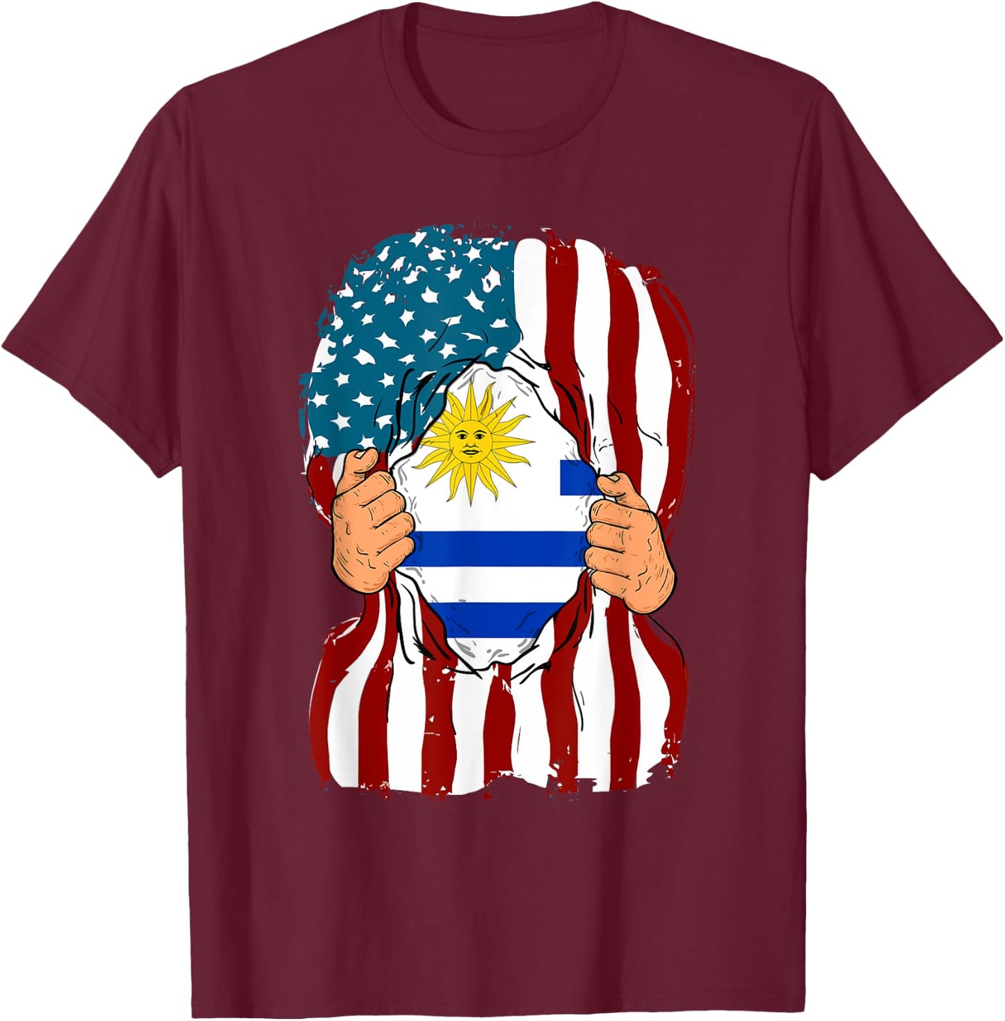 Uruguay Flag Inside Me Home Pride Uruguayan American Gift T-Shirt - T-Shirt | Maroon