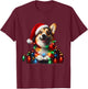 Corgi Santa Christmas Tree Lights Boys Men Corgmas Dog T-Shirt - T-Shirt | Maroon