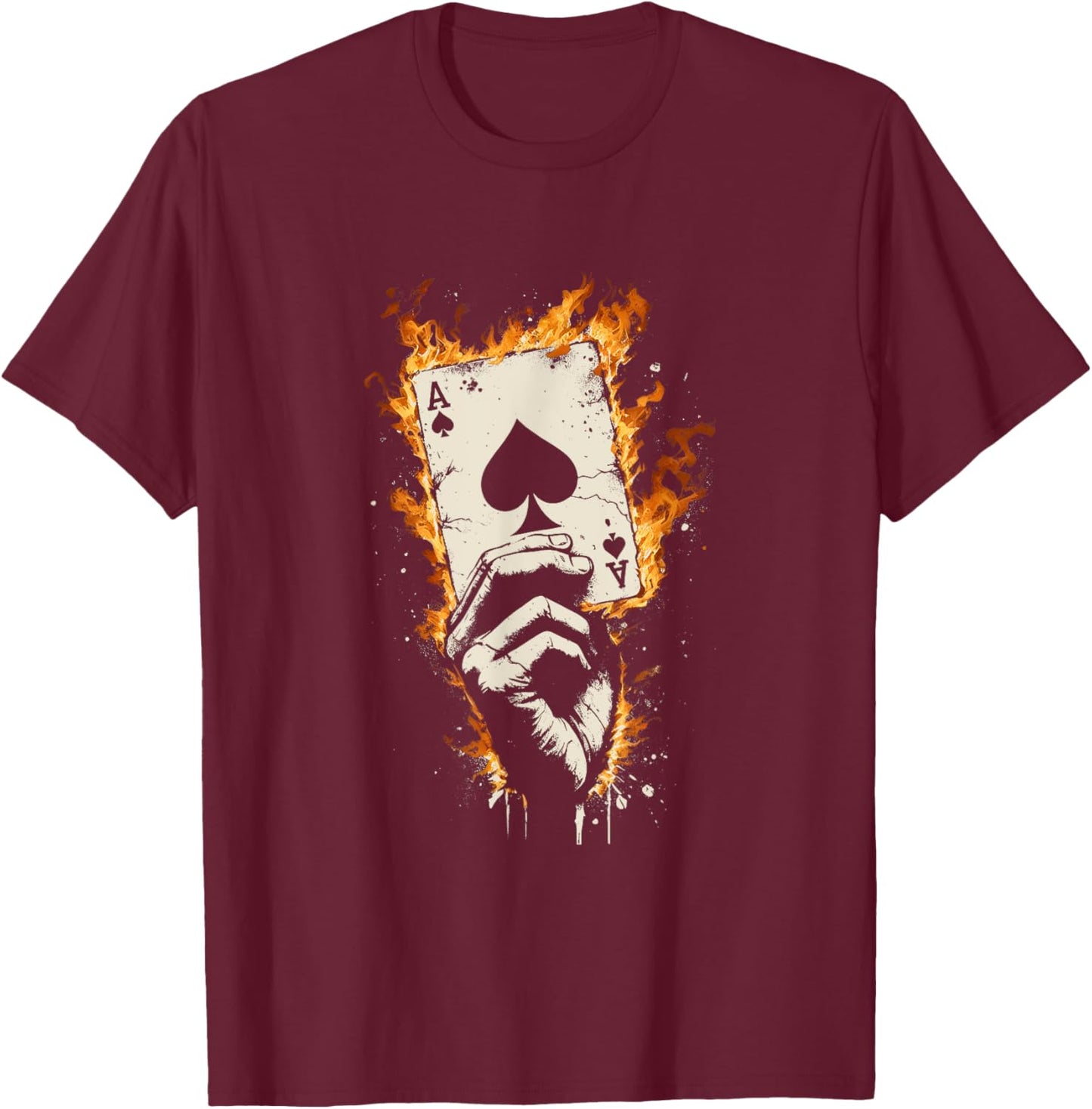 Ace Of Spades Burning - Vintage Favorite Card Game Lover T-Shirt - T-Shirt | Maroon