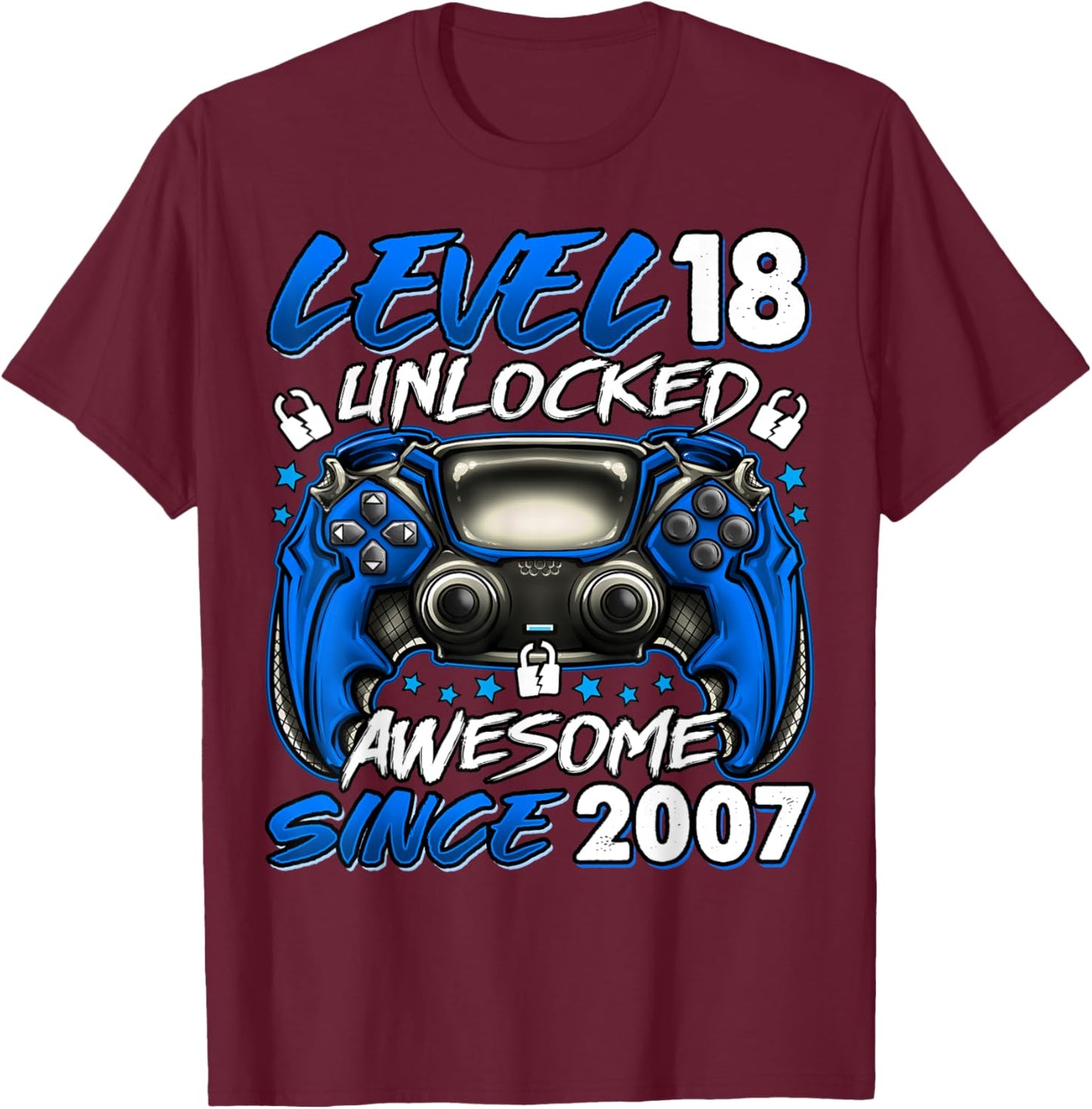 Level 18 Unlocked 18 Year Old Gifts Boys 18th Birthday Boy T-Shirt - T-Shirt | Maroon