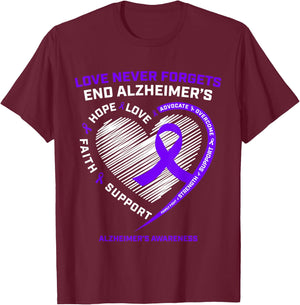 Purple End Alzheimers Awareness Shirts Gift Men Women T-Shirt - T-Shirt | Maroon