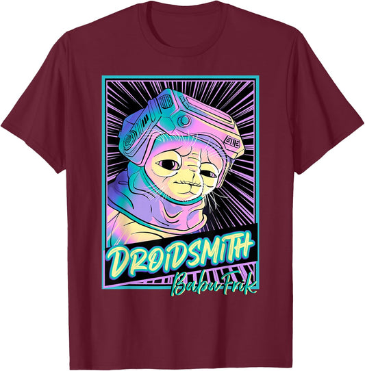 Star Wars: The Rise Of Skywalker Babu Frik Neon Poster T-Shirt - T-Shirt | Maroon