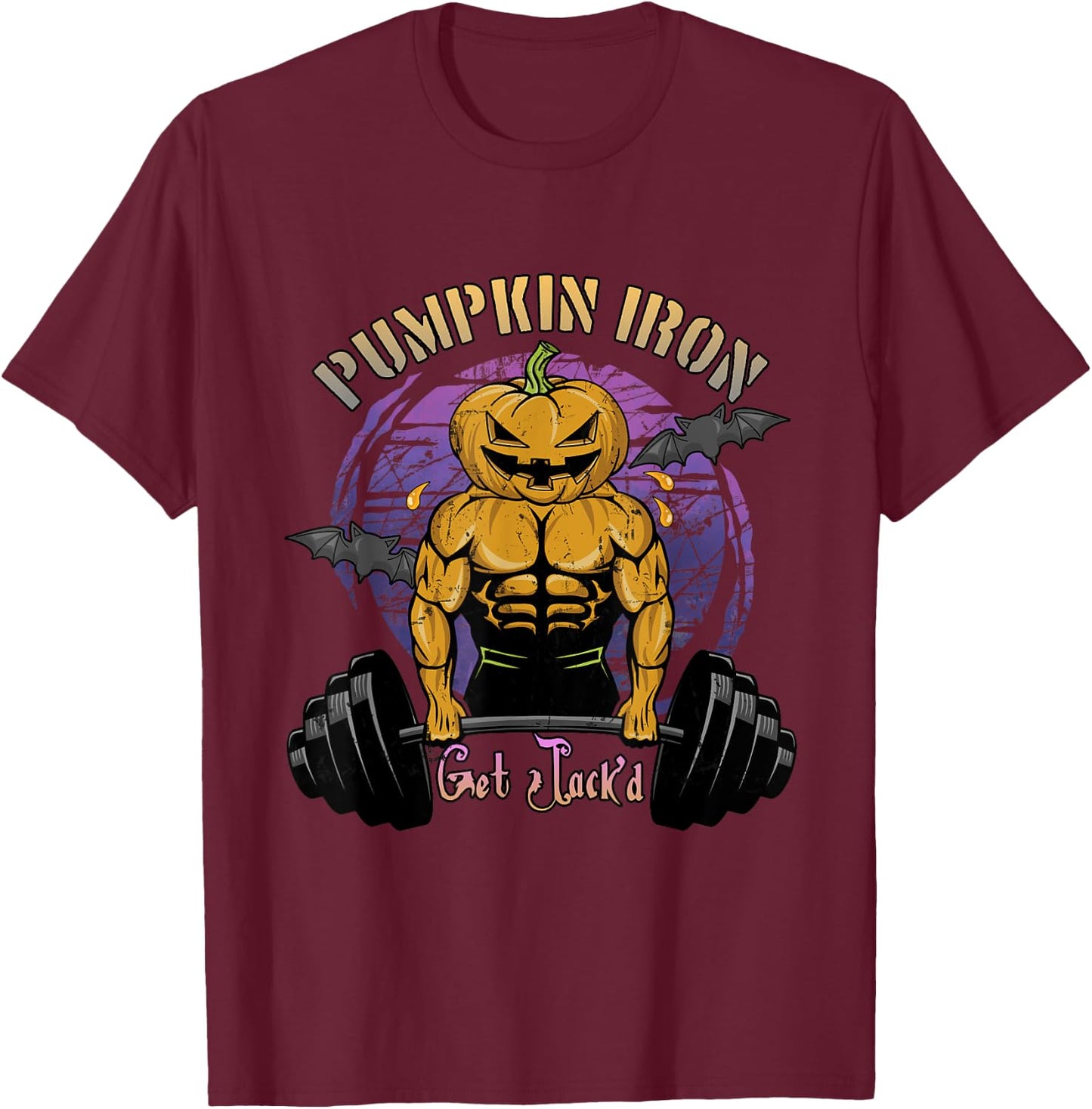 Halloween Gym Workout Pumpkin Iron T-Shirt - T-Shirt | Maroon