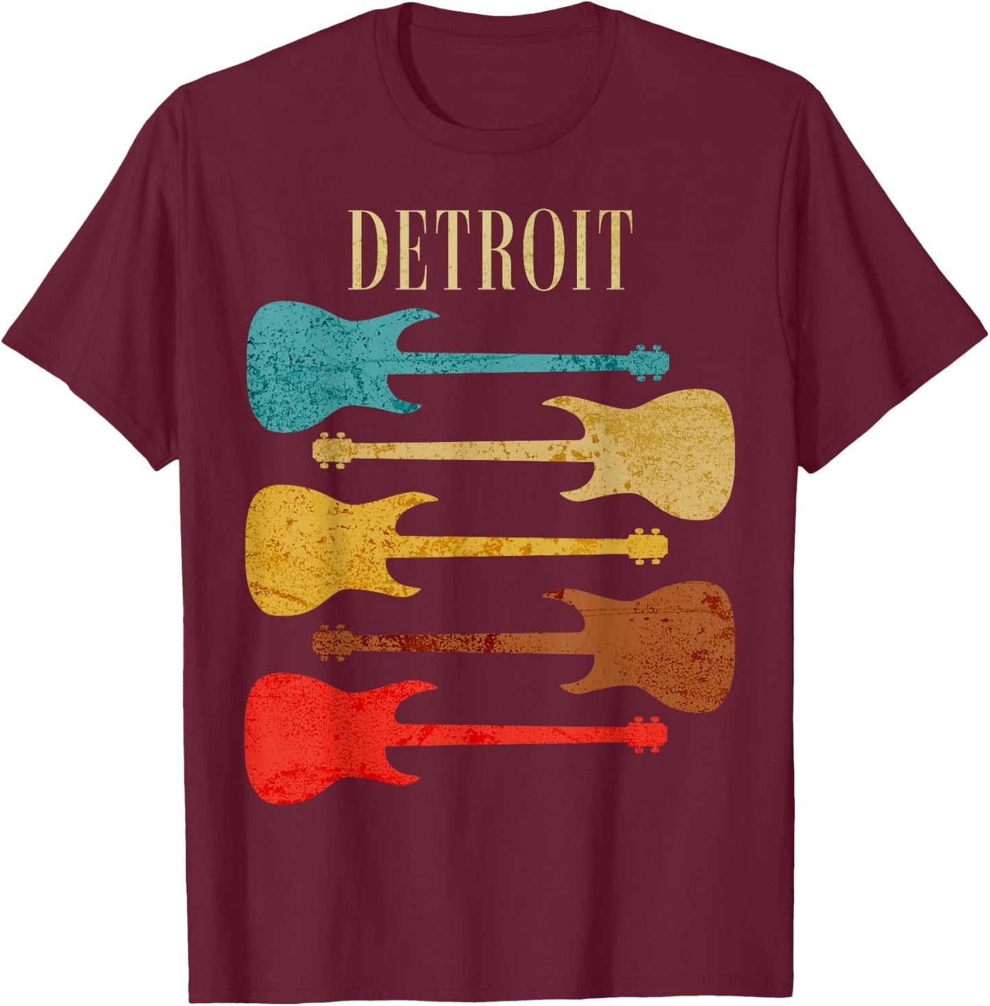 Detroit Concert Rock Music Festival Guitars Michigan T-Shirt - T-Shirt | Maroon