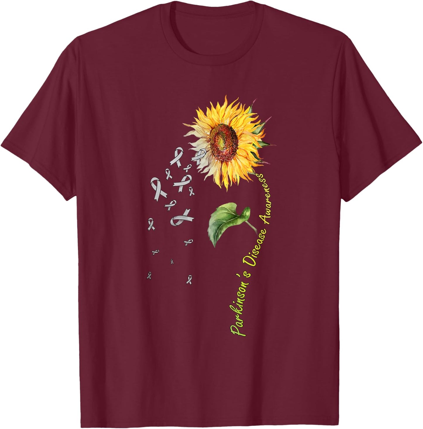 Parkinson's Disease Awareness Sunflower T-Shirt - T-Shirt | Maroon
