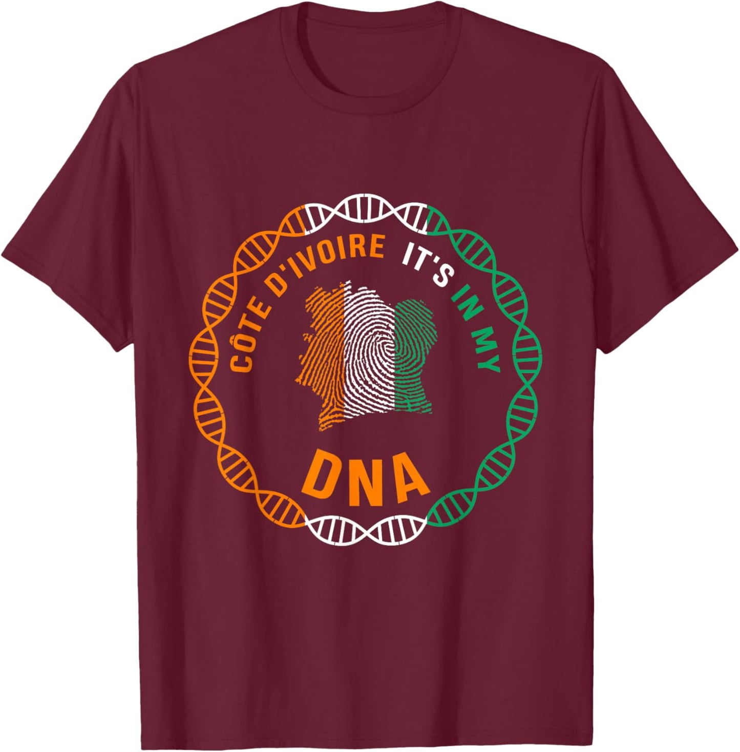 Cote d'Ivoire Flag,Ivory Coast,Cote d'Ivoire map. T-Shirt - T-Shirt | Maroon