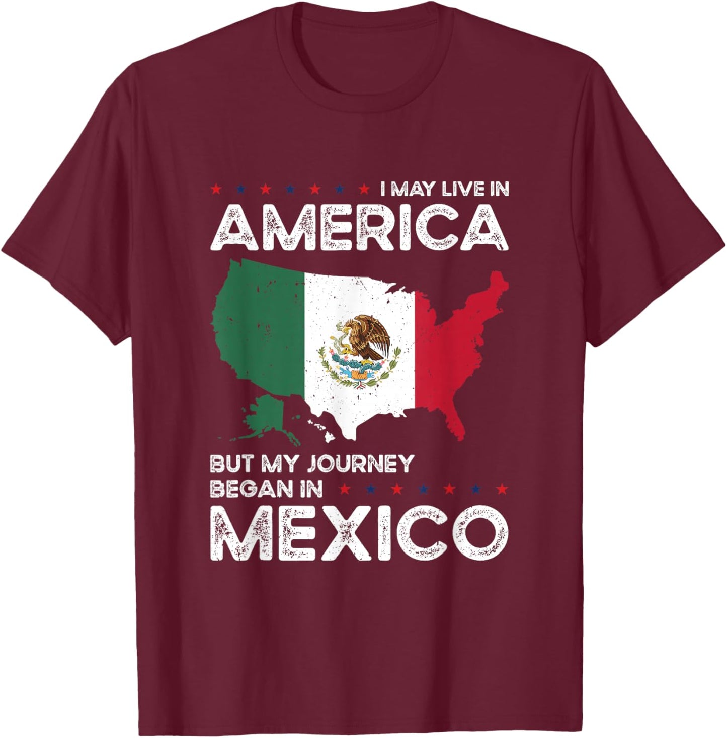 Mexican American Patriot USA Grown Mexico US Flag T-Shirt - T-Shirt | Maroon