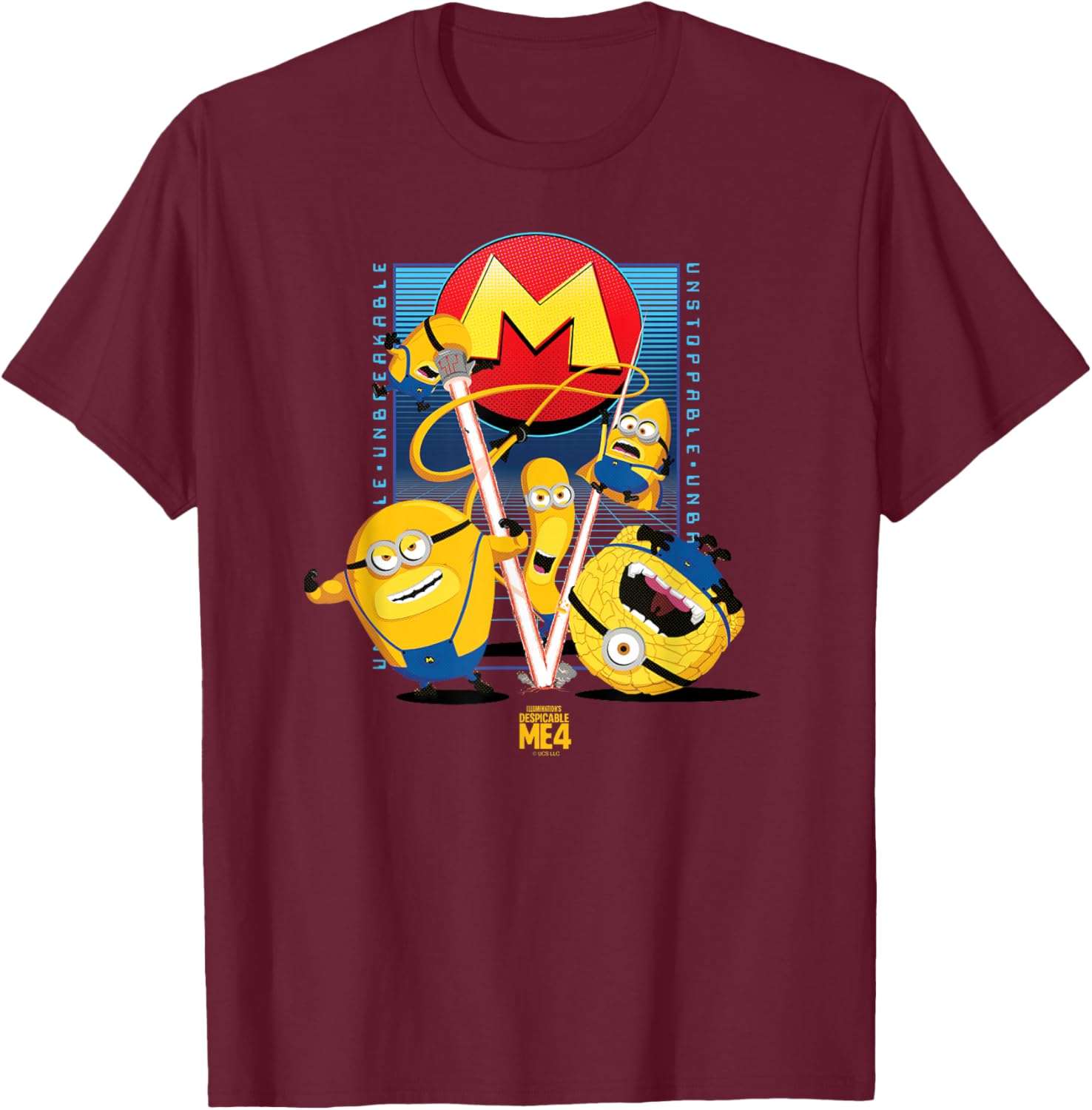 Minions Despicable Me 4 Mega Minions Group T-Shirt - T-Shirt | Maroon