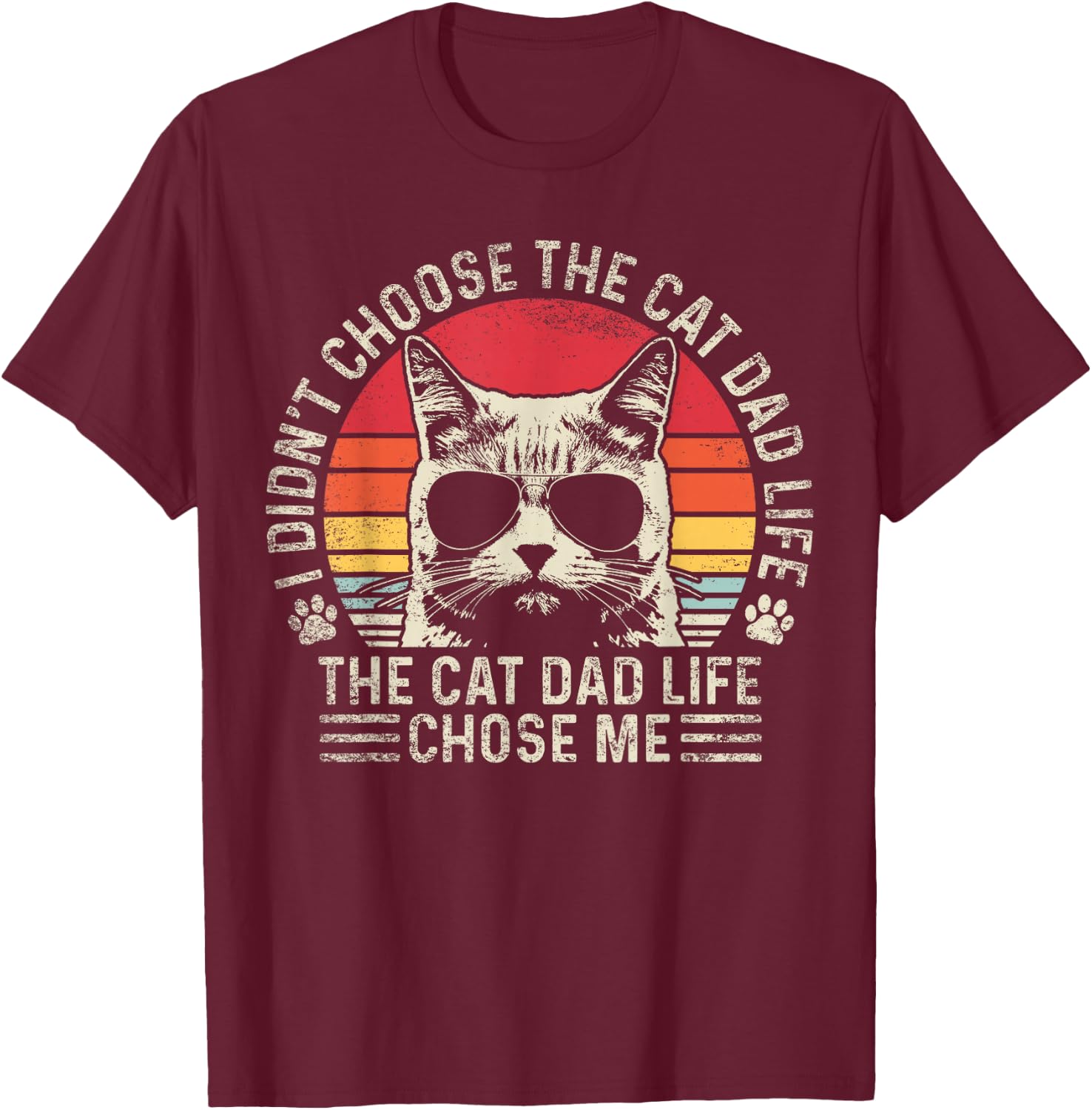 Cat Dad Shirts Funny Cat Dad Father's Day Cat Daddy T-Shirt - T-Shirt | Maroon