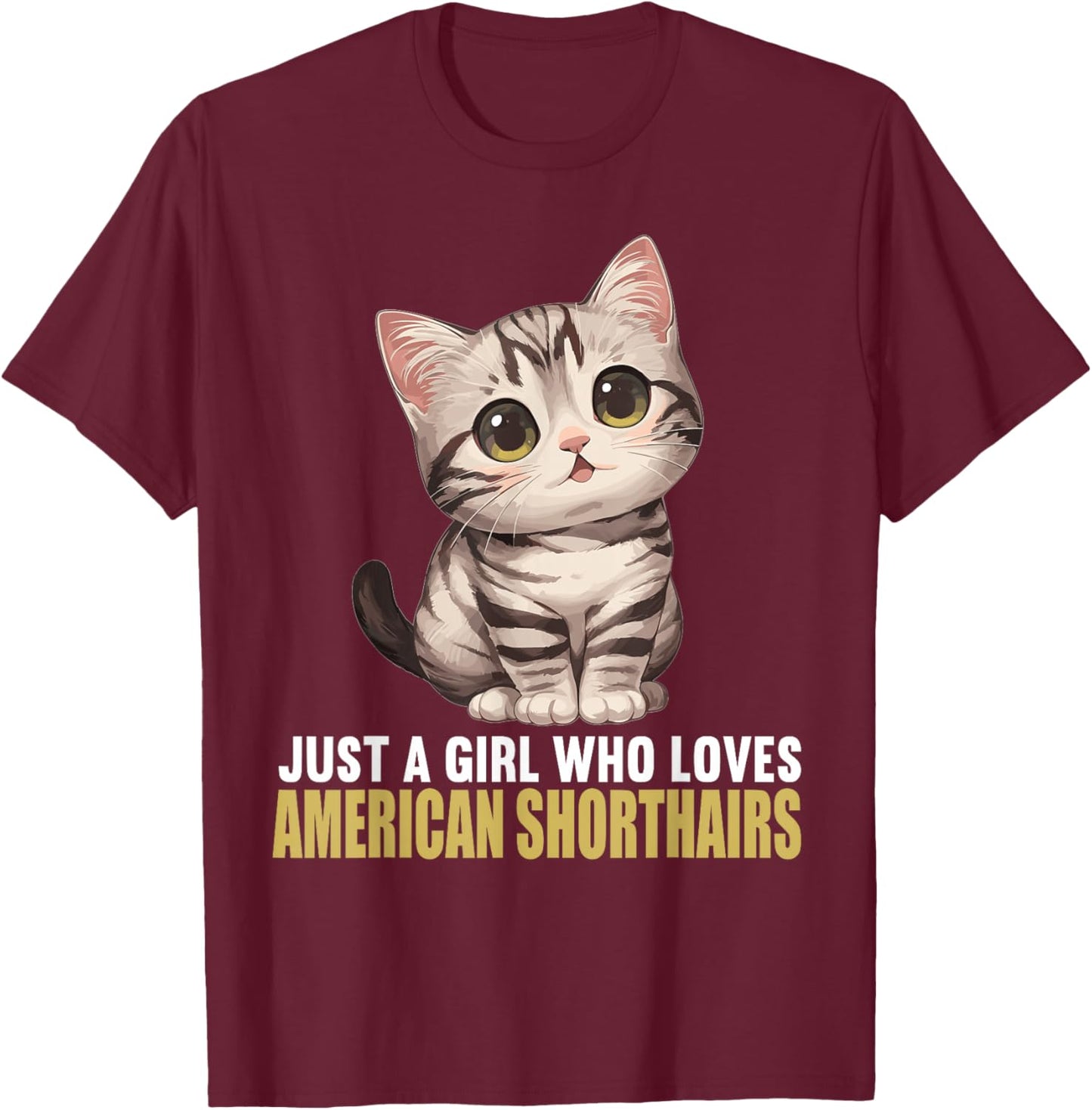 American Shorthair Cats American Shorthair Cat T-Shirt - T-Shirt | Maroon