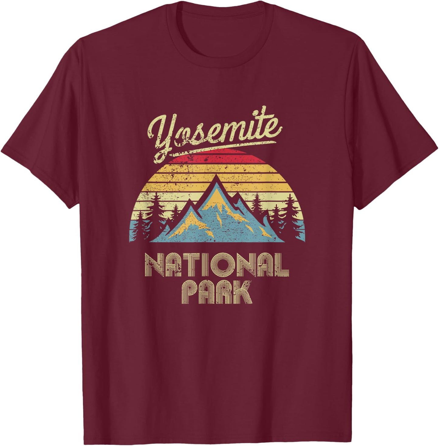 Vintage Retro Yosemite National Park Mountain T Shirt T-Shirt - T-Shirt | Maroon