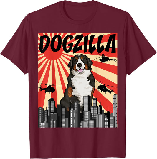 Funny Retro Japanese Dogzilla Bernese Mountain Dog Women T-Shirt - T-Shirt | Maroon