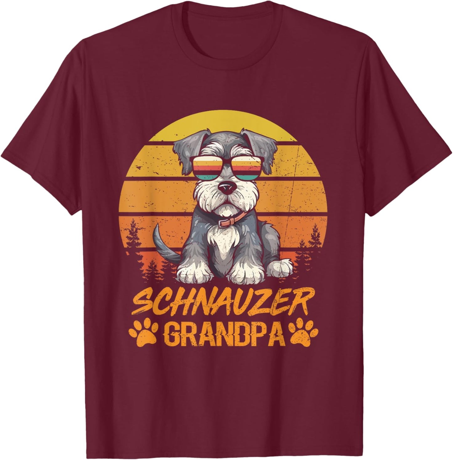 Vintage Retro Miniature Schnauzer Dog Grandpa Fathers Day T-Shirt - T-Shirt | Maroon